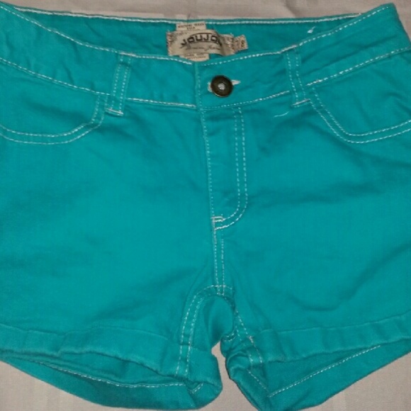 Teal denim shorts