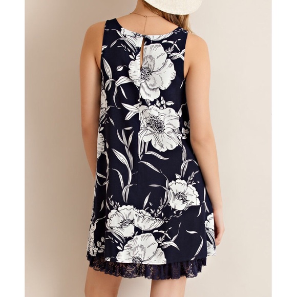 1 HOUR SALE ❤️ Floral Lace Hem Tank Dress - Picture 2 of 4