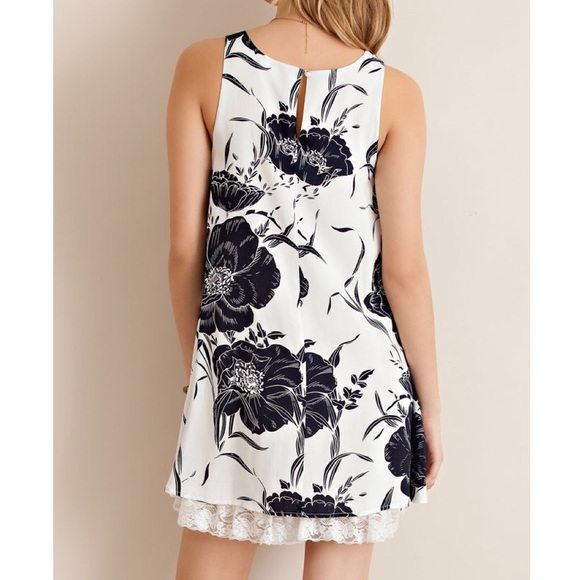 Floral Lace Hem Tank Dress - Picture 3 of 4