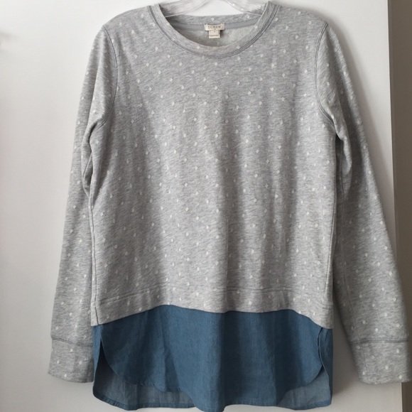 Heather gray polkadot lightweight sweatshirt