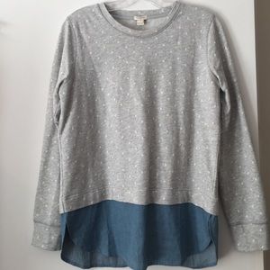 Heather gray polkadot lightweight sweatshirt
