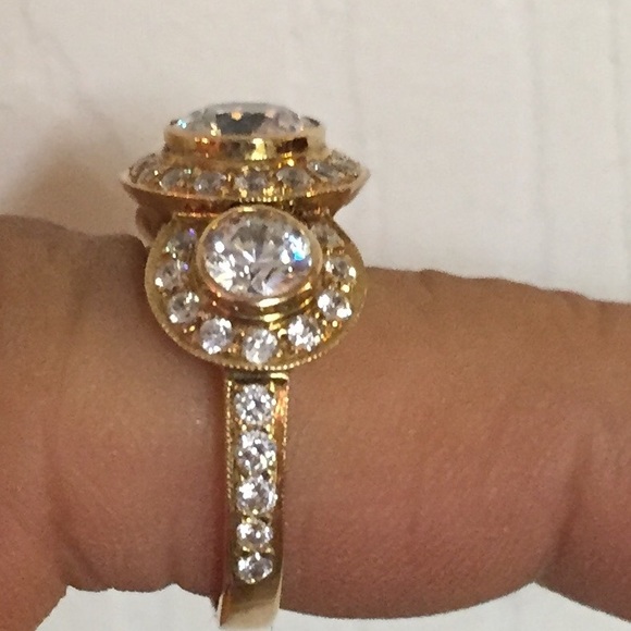 14K🌹Rose Gold 3 Stone Bezel Set Ring - Picture 2 of 4