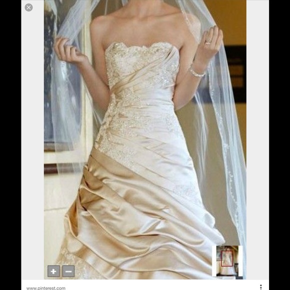 Champagne colored wedding ball gown. - Picture 2 of 3