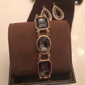 Gray and gold bracelet & earrings