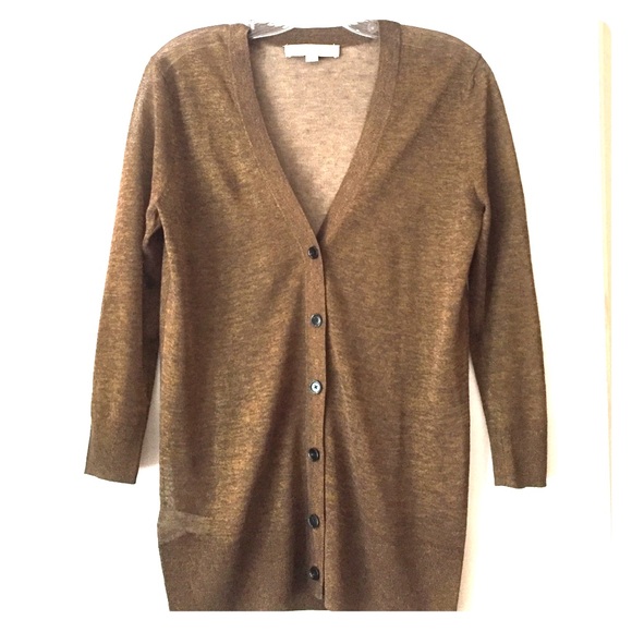 Lightweight gold shimmer button up cardigan