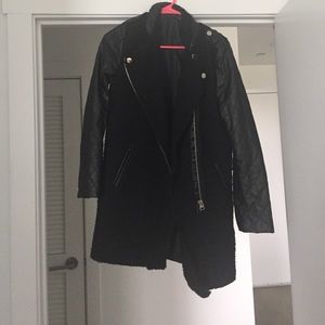 Faux Leather , Zipper detailed coat