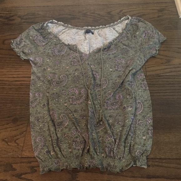 green and purple blouse