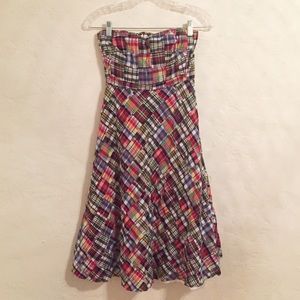 JCrew strapless madras dress