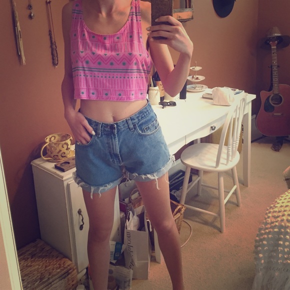 High waisted jean shorts
