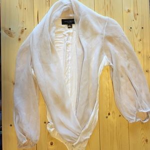 Akira Chicago Black Lable Cream Chiffon Leotard