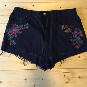 BDG Black Embroidered Cut Offs