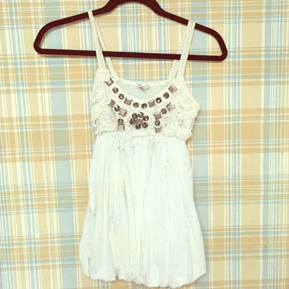 white beaded tank