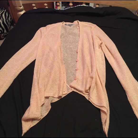 pink tapered button-up cardigan