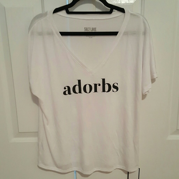 "adorbs" White slouchy v-neck tee - Picture 3 of 5