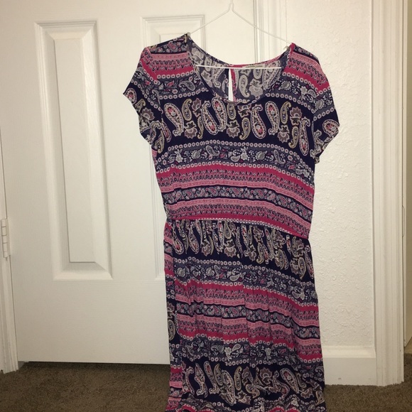 Paisley printed short sleeve dress