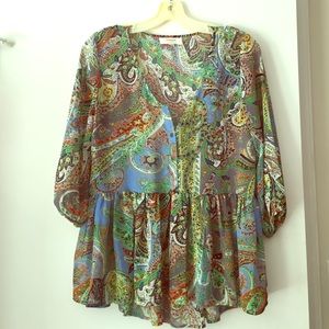 Paisley tunic with ruffle bottom