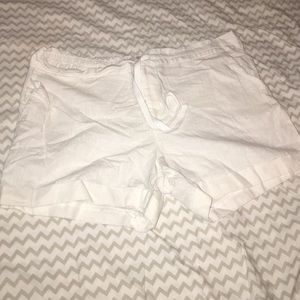 White linen shorts