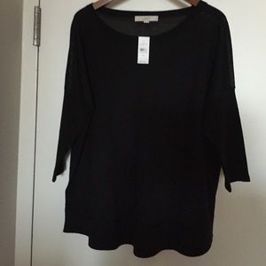 Loft black boxy elbow length sweater - semi sheer