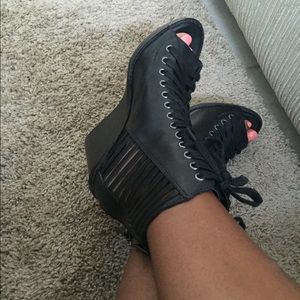 Black BCBG Generation wedge bootie