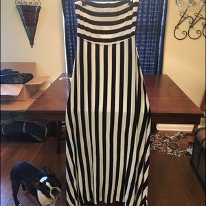 Black and White Striped Maxi Dress