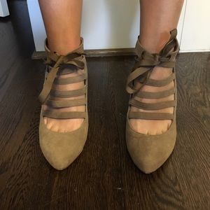 Sexy French lace up suede heels