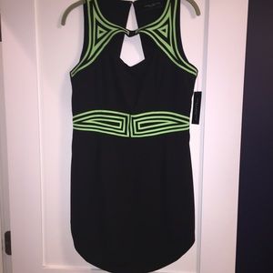Mini lime green black dress