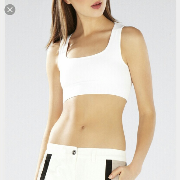 bcbgmaxazria white crop top