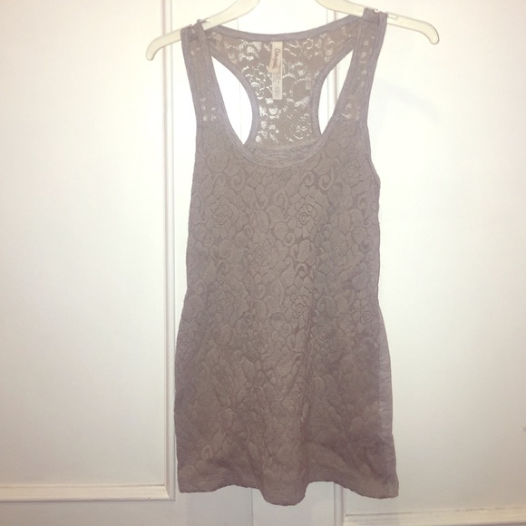 Lace grey tank razor back