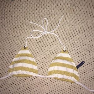 Sparkly gold and white bikini top
