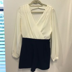 NEVER WORN-Mustard Seed Ivory and Black Romper