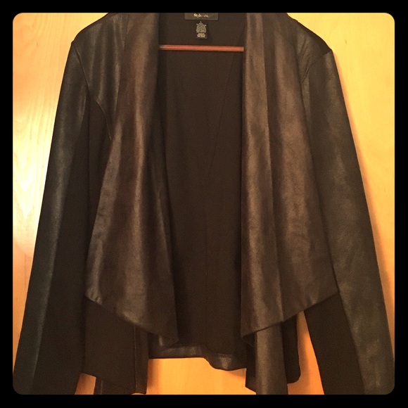 Style & Co. Black Leather-looking Cardigan
