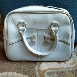 Pringle baby blue bowling bag purse silver zipper