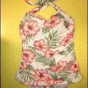 Retro-style Hawaiian Print One-piece Swimsuit