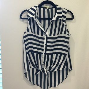 Gianni Bini Striped Tie Front Blouse