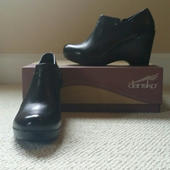 Dansko Black Wedge Booties