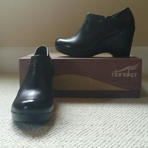 Dansko Black Wedge Booties