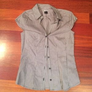 Black and white checkered blouse