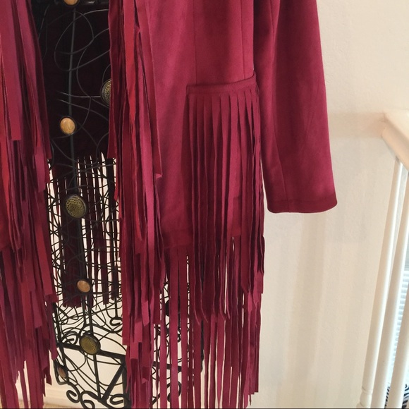 NEW western inspired faux suede jacket 2-front pockets, fringe - soft touch too - Picture 2 of 4