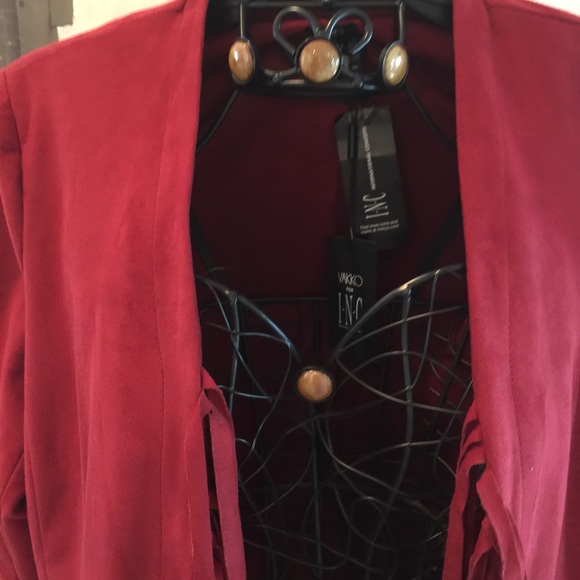 NEW western inspired faux suede jacket 2-front pockets, fringe - soft touch too - Picture 3 of 4