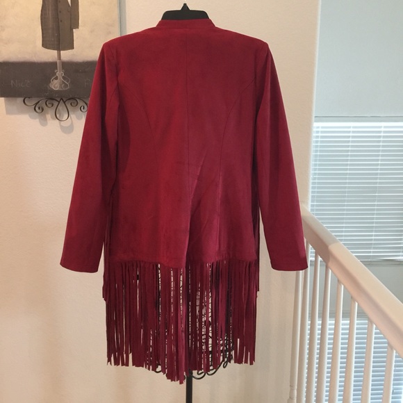 NEW western inspired faux suede jacket 2-front pockets, fringe - soft touch too - Picture 4 of 4