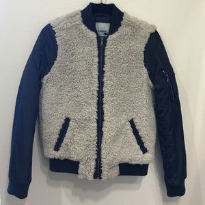 Levi's Polyester Navy and Faux Fur Coat