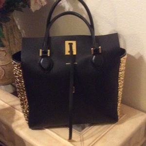 MICHAEL KORS MIRANDA GOLD STUDDED TOTE