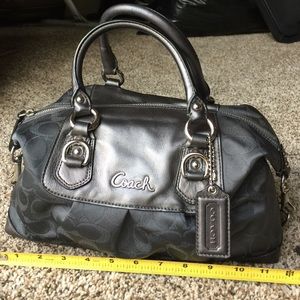 Coach Ashley Signature Lurex Charcoal Satchel