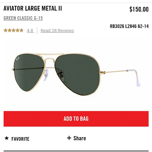 Ray-Bans Aviator 62mm Style RB3026