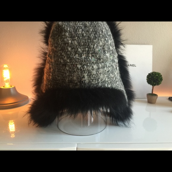 Authentic Tweed Chanel Fur Trapper Hat main image 4