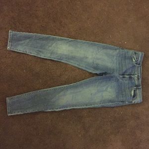 LOFT light wash high waisted skinny ankle jeans.