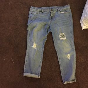 LOFT modern crop distressed light wash jeans