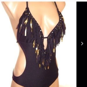 Brand NEW Sports Illustrated Cutout Gold Fringe