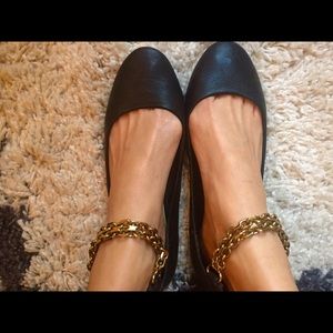 Gap black flats with gold anklet detail, size 8.0