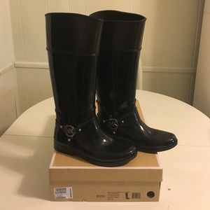 MICHAEL KORS FULTON HARNESS RAIN BOOTS BLK/COFFEE